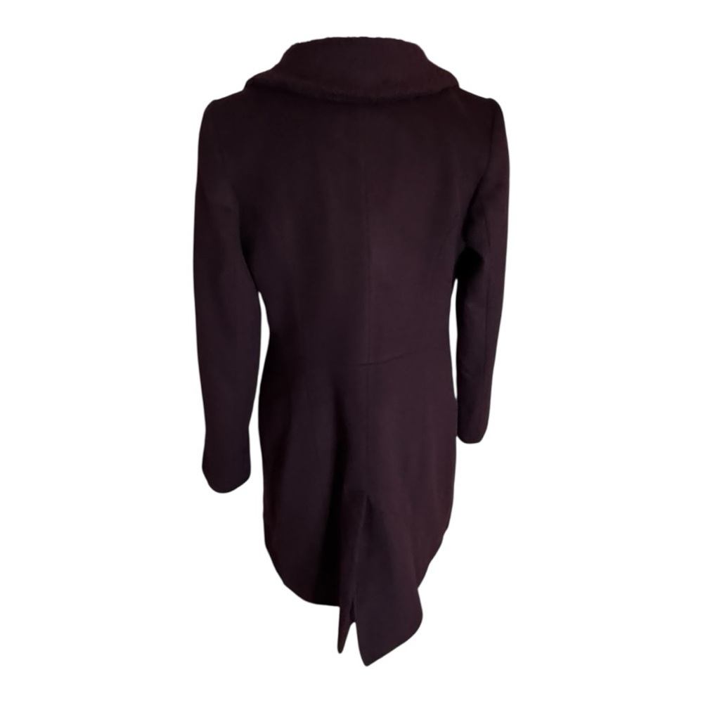 TRINA TURK Lambswool Shawl Collar Artsy Lily Coat Wine Burgundy Wool Size 4 Warm - Picture 4 of 10